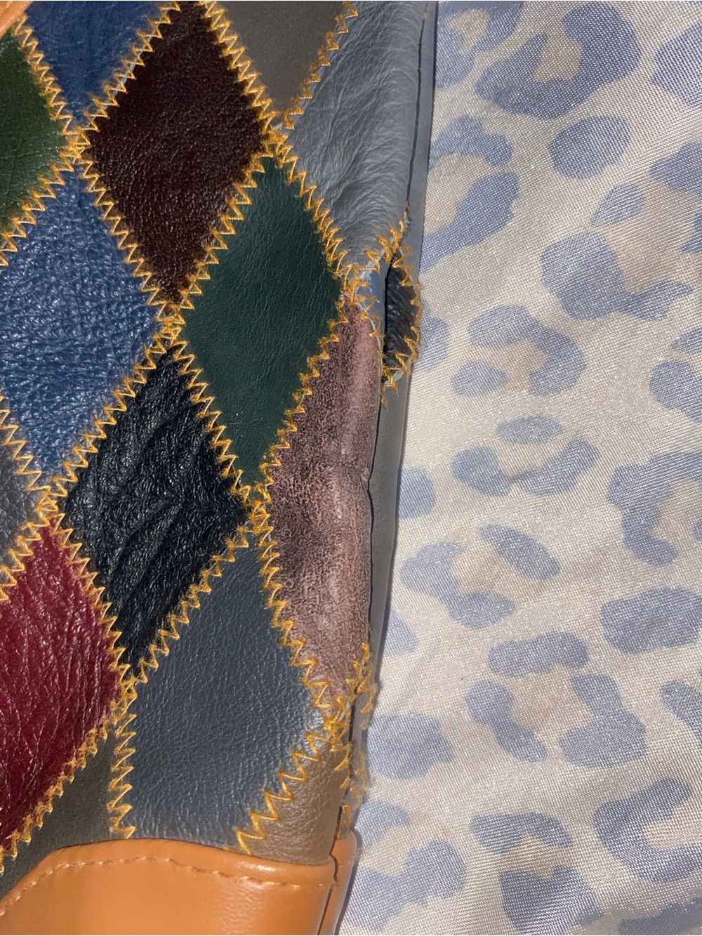 Multicolor leather patchwork tote bag - Picture 2 of 4